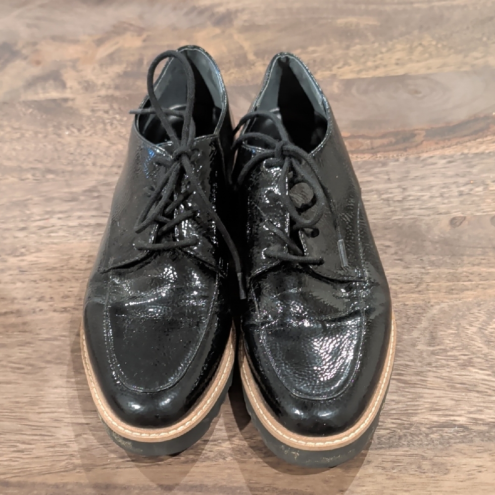 Franco Sarto Black Faux Patent Leather Oxfords